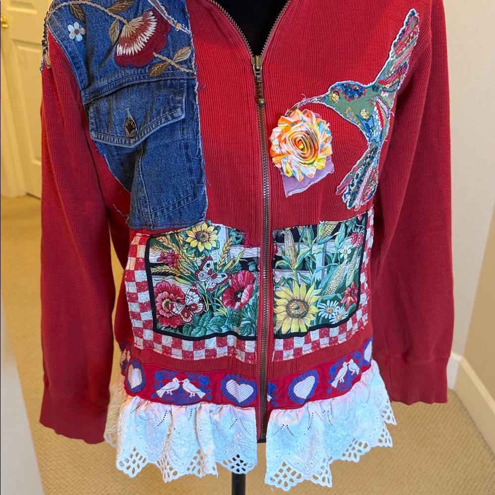 Columbia Hoodie Handcrafted Patchwork - image 3